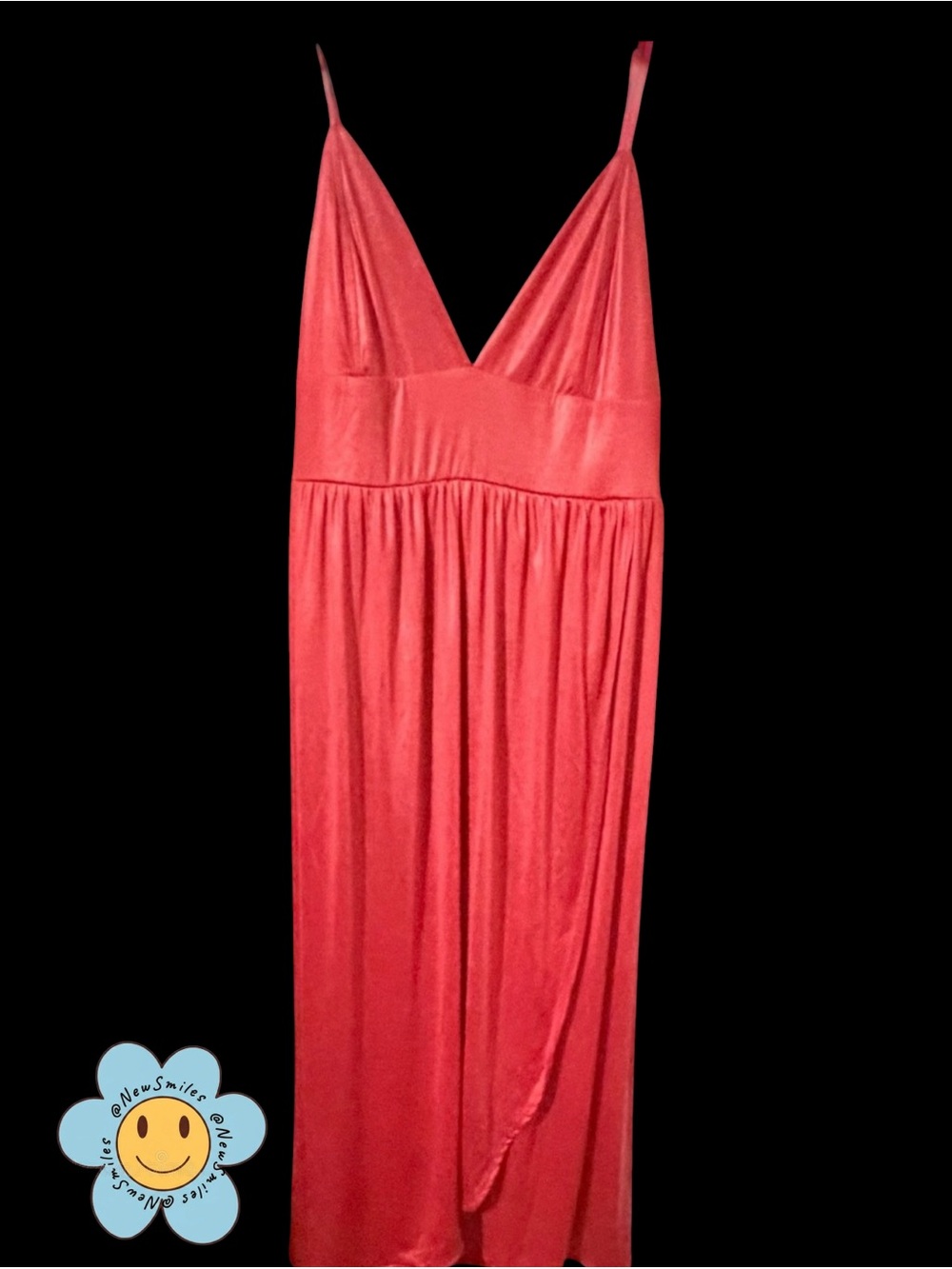 Urban Outfitters ~Slip Dress ~Bright Red ~Satin-Like ~Tulip Hem w/ Slit ~ V-Neck